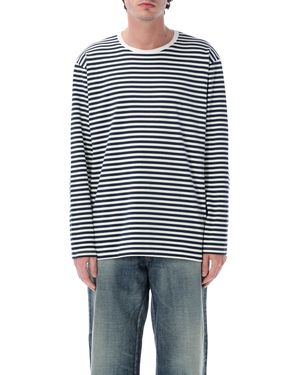 Nanamica Striped Long-Sleeve T-Shirt Cotton Tshirt - Blue