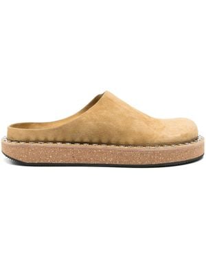 Ami Paris Rivet Suede Mules - White