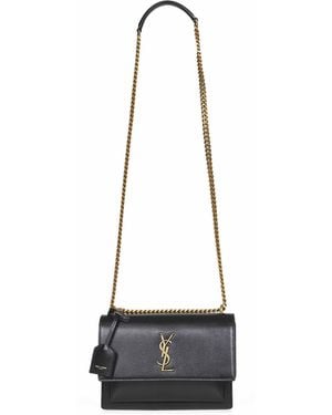 Saint Laurent Sunset Medium Crossbody Bag - White