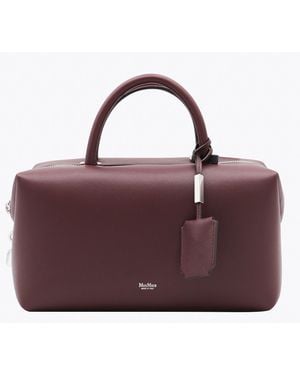 Max Mara Dark Leather Holdallm Top Handle Bag - Purple