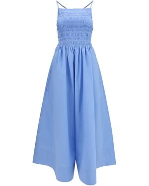 Ganni Poplin Maxi Dress Cotton - Blue