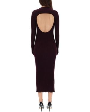 Helmut Lang Elegant Dress With Back Slit Wool - Blue