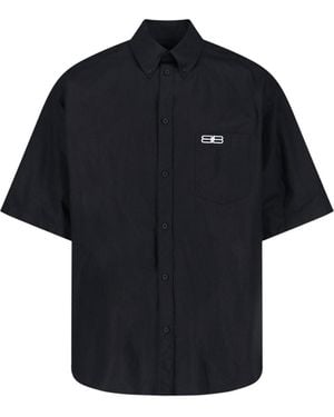 Balenciaga Oversized Logo Shirt - Blue