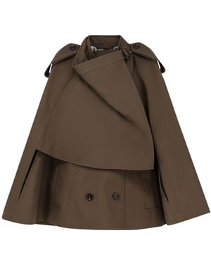 Burberry Cotton Cape With Traditional Check Lining - Brown