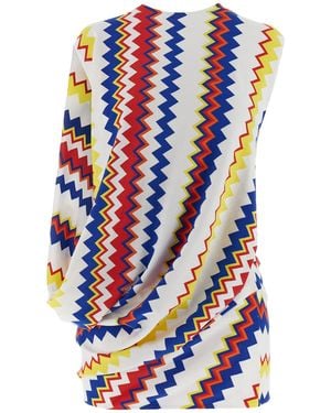 Missoni Peplum Top With Vibrant Zigzag Pattern - Blue