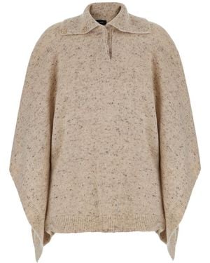 Fabiana Filippi Hooded Cloak Wool Blend Coat - Natural