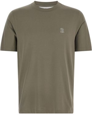 Brunello Cucinelli Logo Print T-Shirt - Green