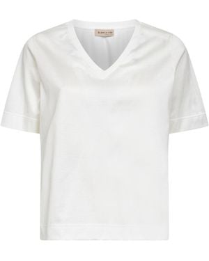 Blanca Vita Lisle Cotton V-Neck T-Shirt - White