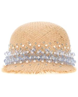 Prada Prada Hat Beaded Raffia Baseball Cap - Multicolor