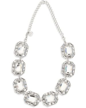 Self-Portrait Crystal Necklace Brass Necklaces - White