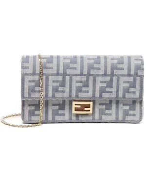 Fendi Baguette Wallet With Chain - White