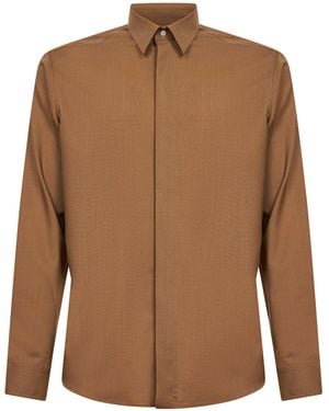 D 40 Safari Stretch Wool Blend Shirt - Brown