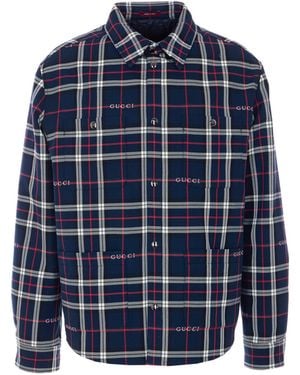 Gucci Tartan Padded Jacket - Blue