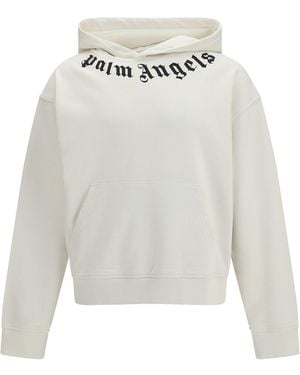 Palm Angels Neck Logo Hoodie - White