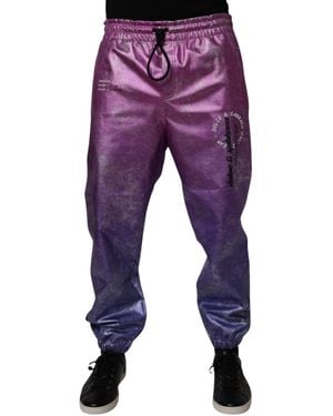 Dolce & Gabbana Two Tone Jogger Sweatmen's Trousers - Purple