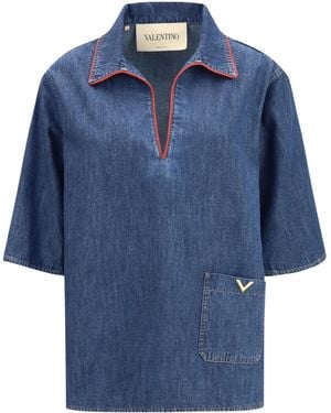 Valentino Denim Shirt Scuro Cotton - Blue