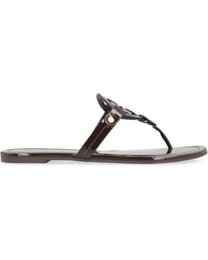 Tory Burch Flip-Flops Miller Leather Cow Hide Sandal - Black
