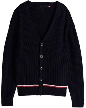 Tommy Hilfiger Relaxed Fit Cardigan With V-Neckline - Blue