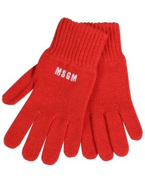 MSGM Knitted Gloves - Red