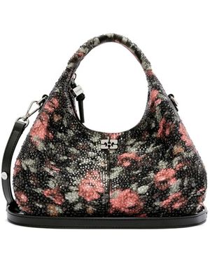 Ganni Borsa Hobo Mini Flowers - Black