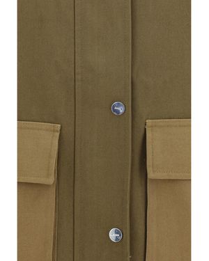 Ganni Oversized Cotton Jacket Military - Green