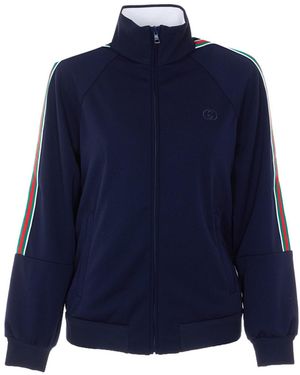 Gucci Zip Up Logo Hoodie - Blue