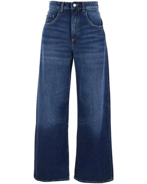 ICON DENIM Wide Leg Jeans With Logo Patch On The Back - Blue