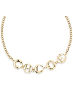 Chloé Choker Necklace Script Brass Bracelets - White