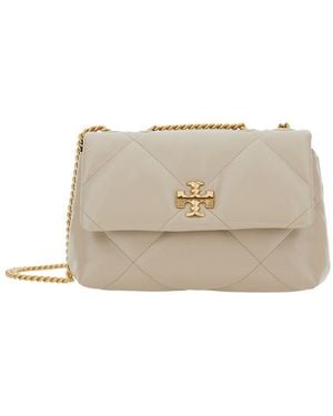 Tory Burch Kira Diamond Crossbody Bag With Double T Logo - Natural
