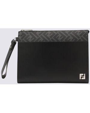Fendi And Leather Pouches - Black