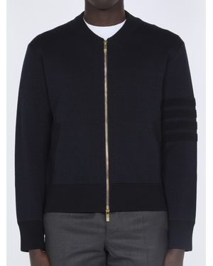 Thom Browne Zip Up Bomber Jacket Merino - Blue