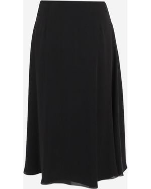 Valentino Skirt With Front Slit, Silk - Black
