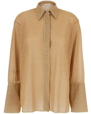 Oséree Dress Lumiere With Classic Collar And Bell Sleeves - Natural