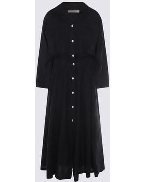 Malo Linen Long Dress - Black