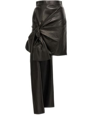 McQueen Leather Asymmetric Mini Skirt - Black