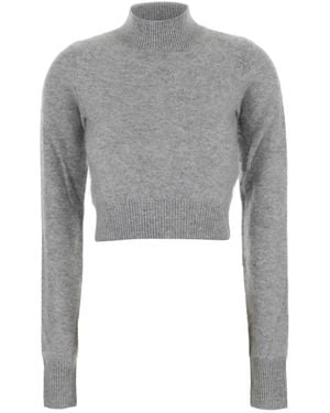 Sportmax Gubbio Cropped Cashmere Sweater Tops - Gray