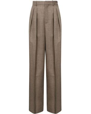 Saint Laurent Wide-Leg Wool Pants - Natural