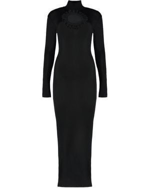 Self-Portrait Knitted Maxi-Dress With Cut-Out Detail Viscose - Black