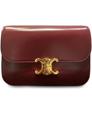 Celine Triomphe Classique Leather Crossbody Bag Calf Shoulder - Red
