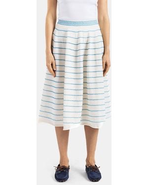 Bielo Midi Skirt Wavy Stripe Knit Ecru And - Blue