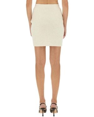 Self-Portrait Sequin Knit Skirt Cotton - White