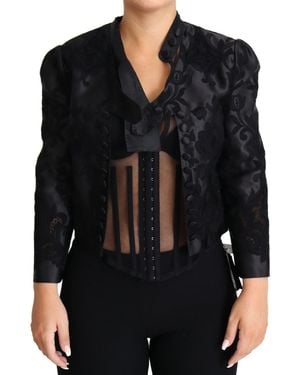 Dolce & Gabbana Lace Sheer Corset Organza Silk Jacket Clothing - Black