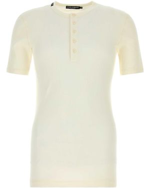 Dolce & Gabbana Cream Cotton T-Shirt - White