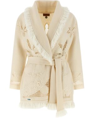 Alanui Islands Diary Cardigan Virgin Wool Sweater, Cardigans - Natural