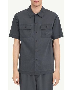 MM6 by Maison Margiela Mm6 Maison Margiela Short-Sleeve Utility Shirt — Charcoal - Gray
