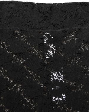 Dolce & Gabbana Black High Waist Sheer Floral Lace Shorts