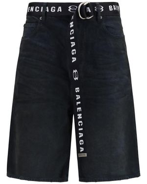 Balenciaga Black Cotton Bermuda Shorts - Blue