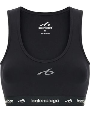 Balenciaga Balenciaga Logo-Embroidered Stretch Polyamide Sports Bra - Black