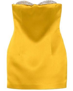 New Arrivals Strapless Satin Dress With Crystals Polyester Cocktail & Party - Yellow