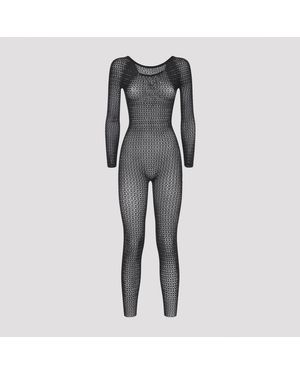 Wolford Daisy Net Catsuit Polyamide Elastane Dress - Gray